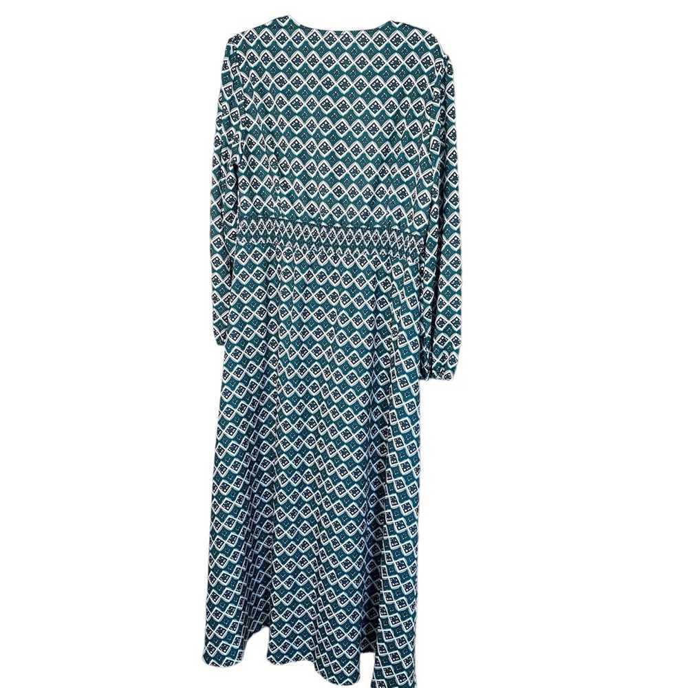 Boho long Sleeve Button Down Maxi Dress Green XL - image 2