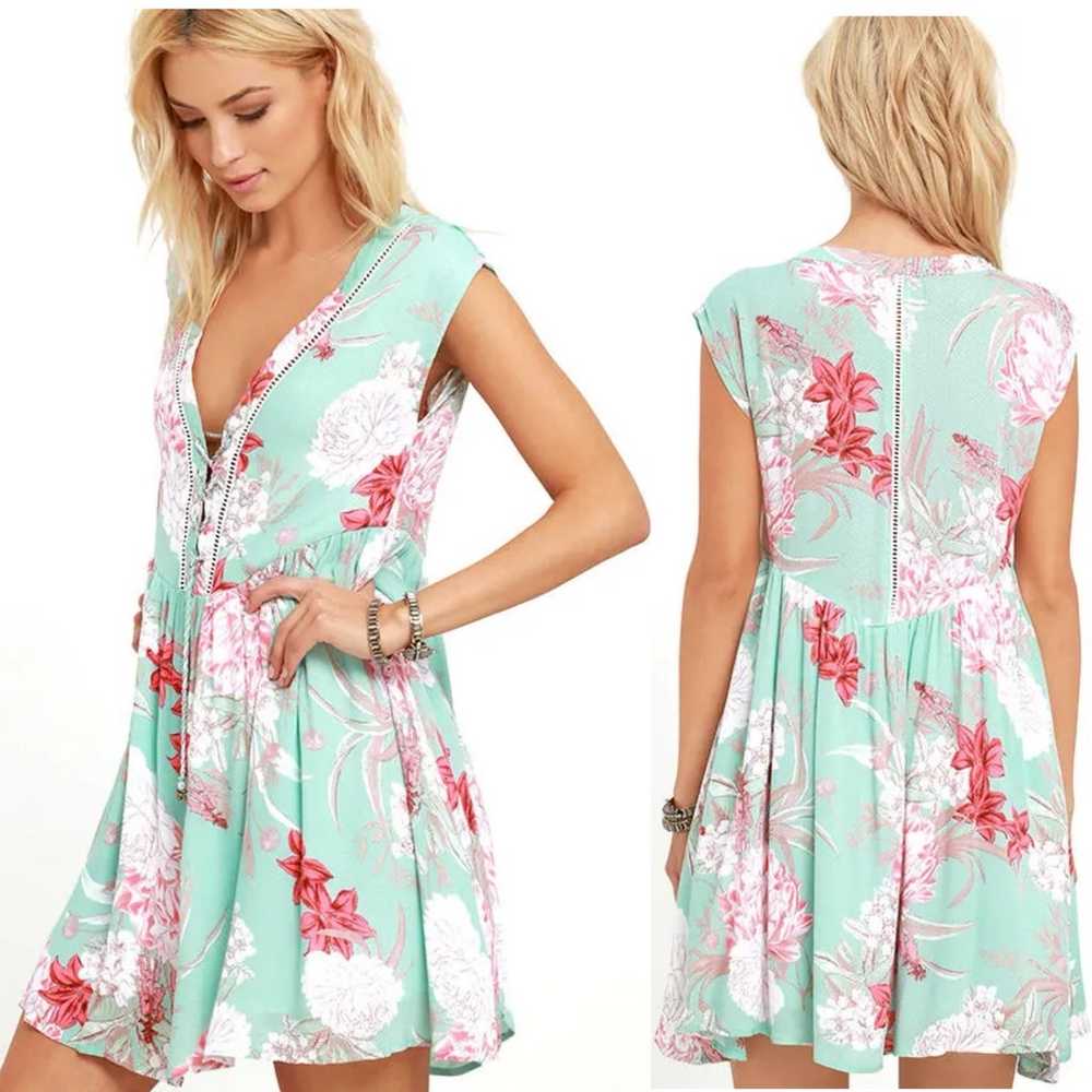 Mink Pink Backyard Bliss Mint Green Babydoll Dress - image 2