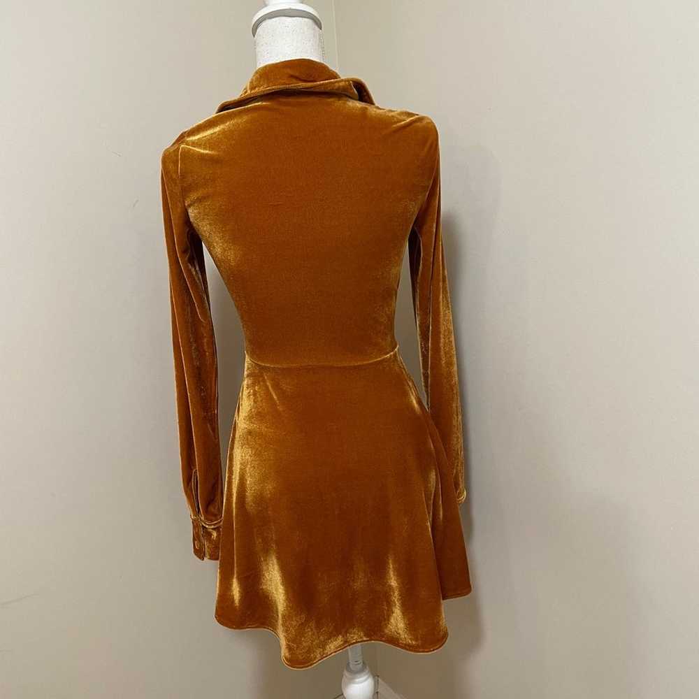 New Urban Outfitters mini velvet dress amber gold… - image 7