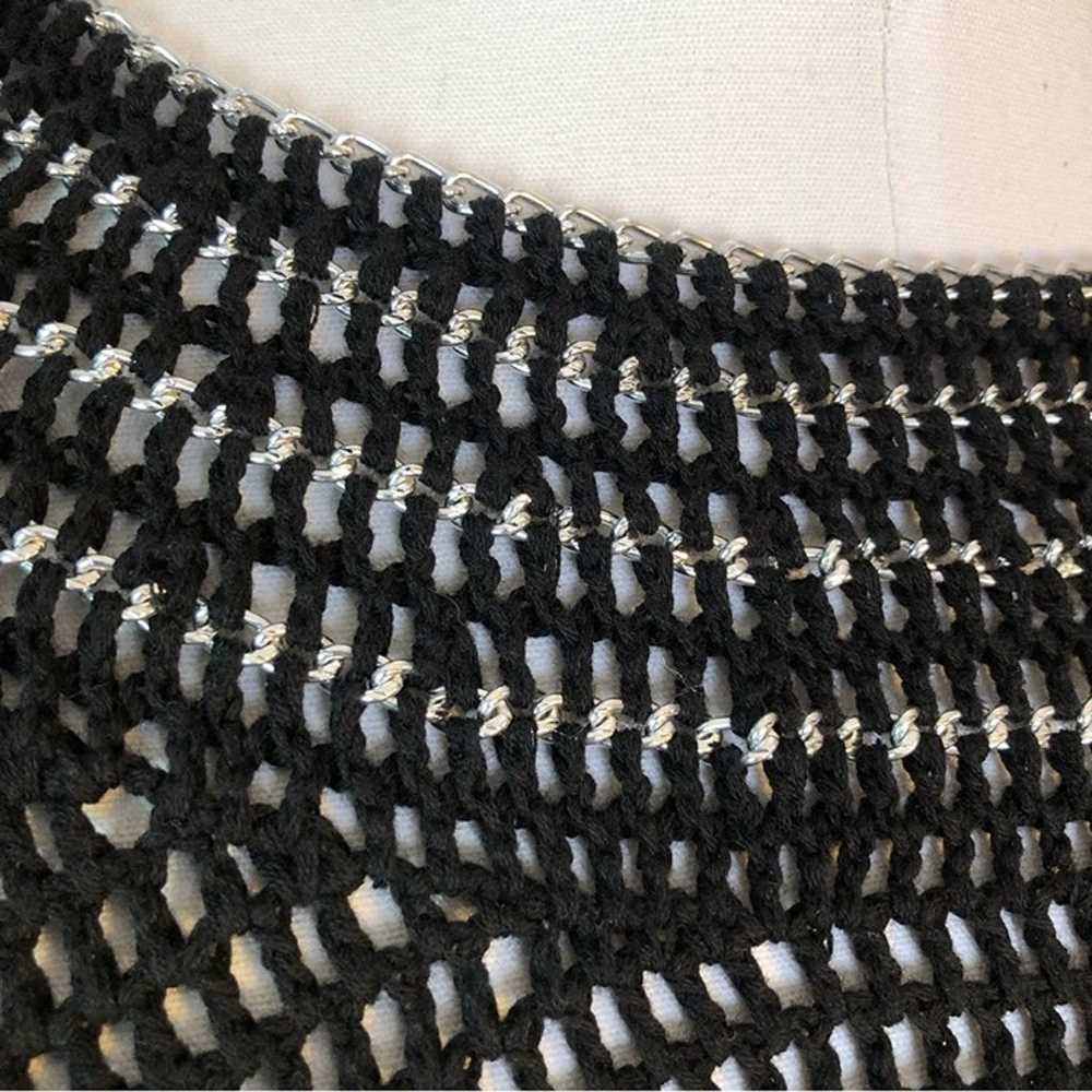 Rachel Roy black crochet see through silver chain… - image 3