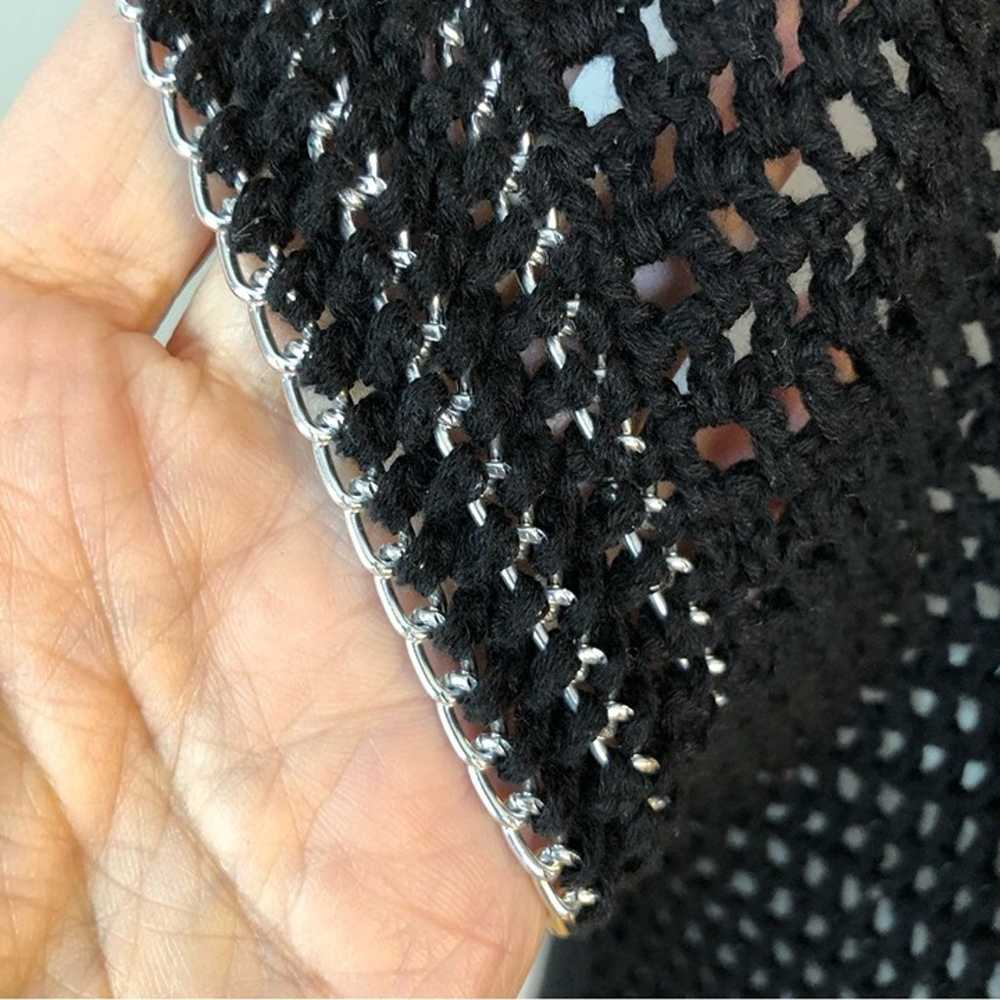 Rachel Roy black crochet see through silver chain… - image 5