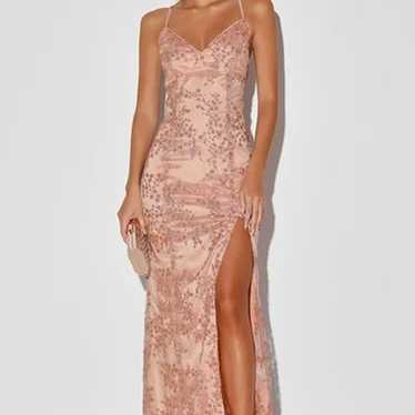 Blissful Blossoms Blush Pink Sequin Backless Maxi 