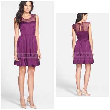 GUESS Purple Silk-like/Dotted Sheer Dres - image 1