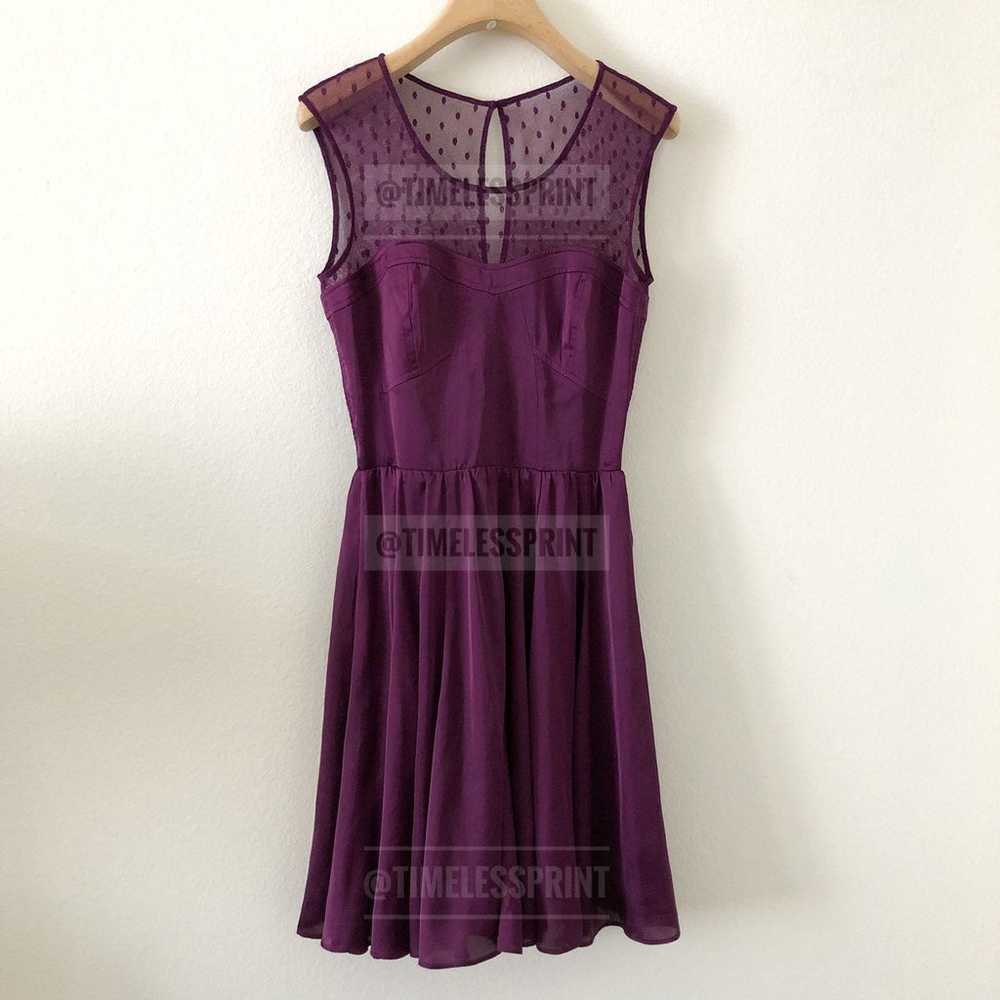 GUESS Purple Silk-like/Dotted Sheer Dres - image 2