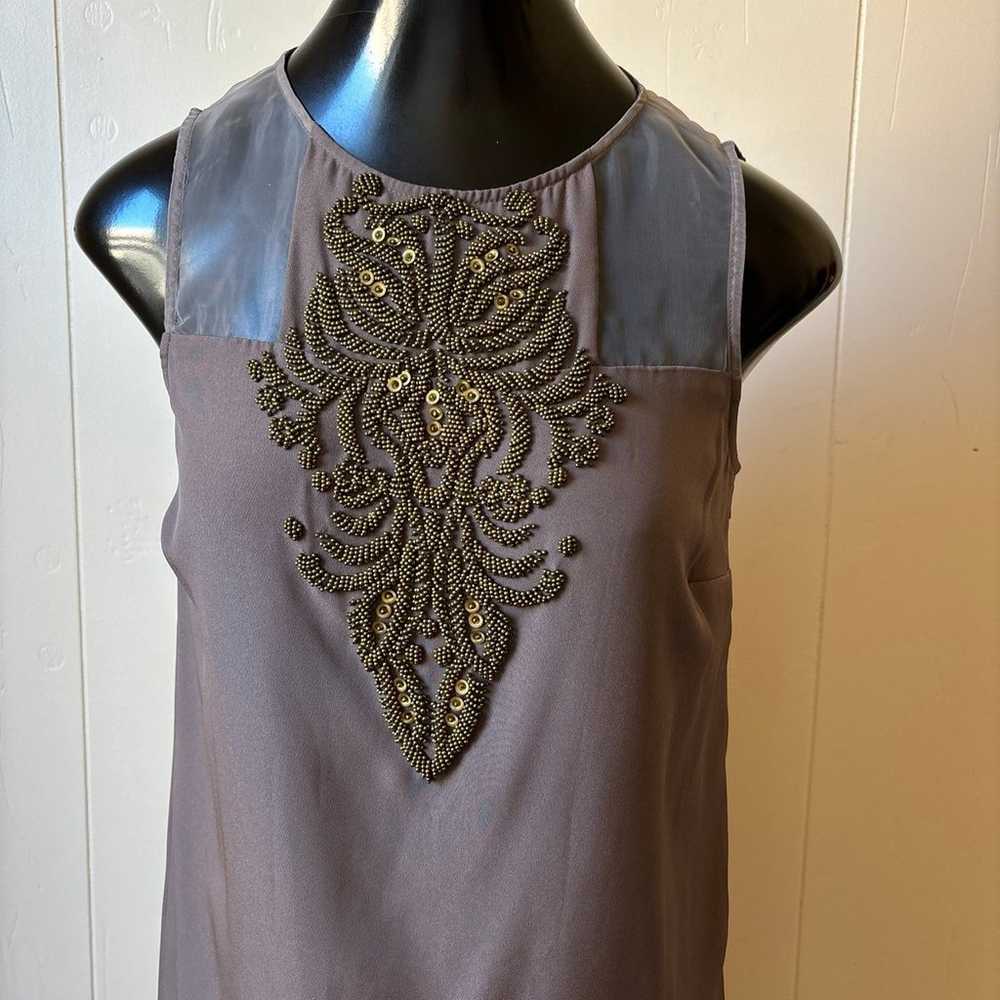 Ted Baker Heavily Beaded Taupe and Gold Sleveless… - image 1