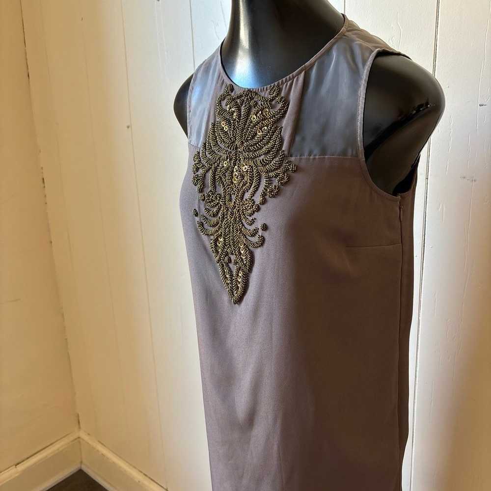 Ted Baker Heavily Beaded Taupe and Gold Sleveless… - image 2