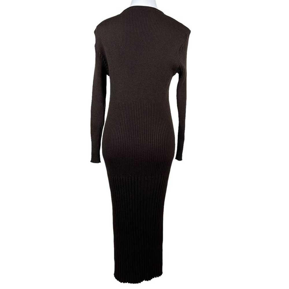 Marimekko Sweater Dress Midi Brown Ribbed Long Sl… - image 2
