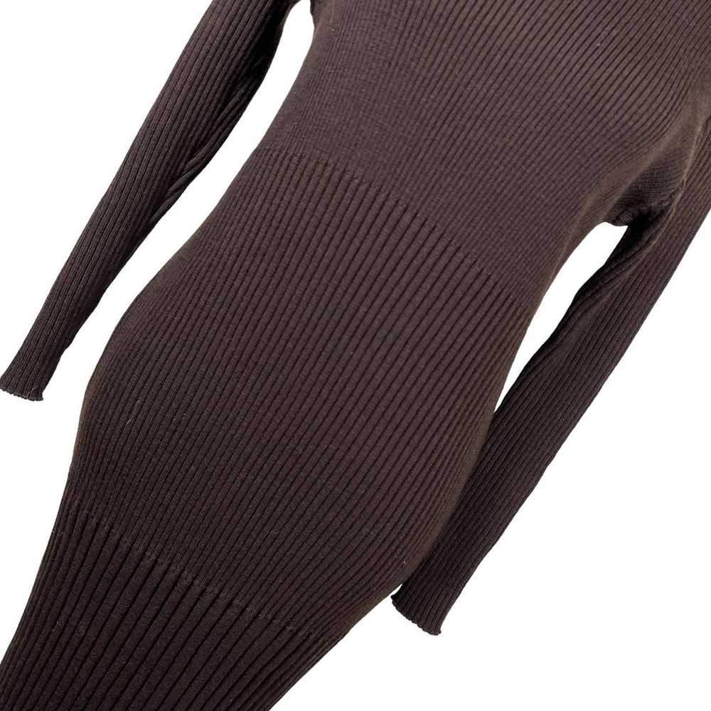 Marimekko Sweater Dress Midi Brown Ribbed Long Sl… - image 4