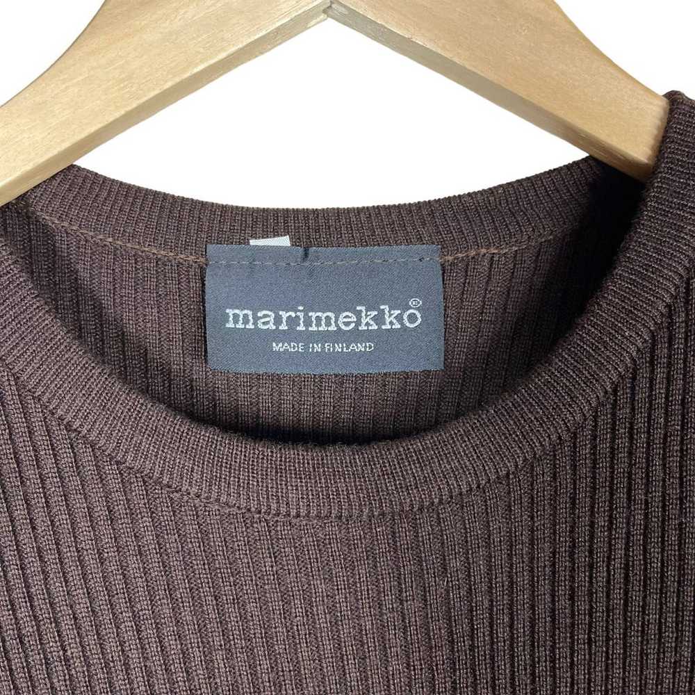 Marimekko Sweater Dress Midi Brown Ribbed Long Sl… - image 6