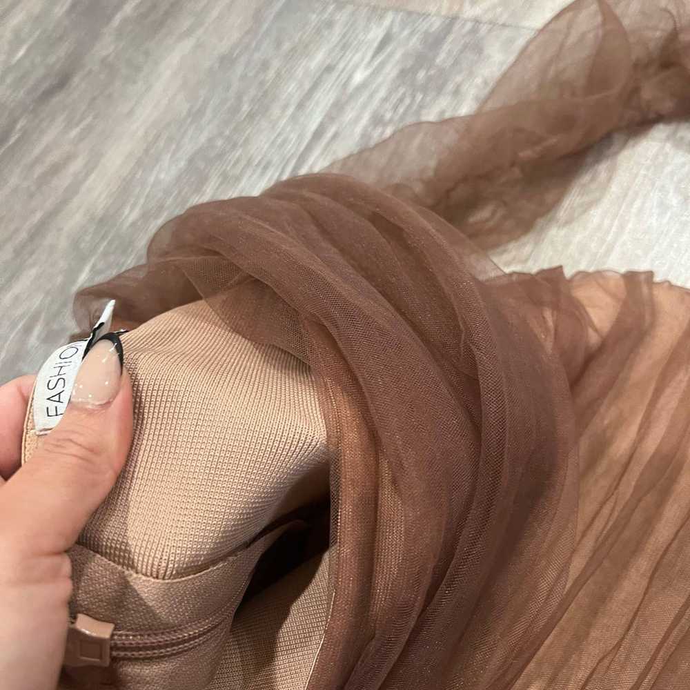 Fashion Nova Small Mesh Brown Long Sleeve Dress N… - image 4
