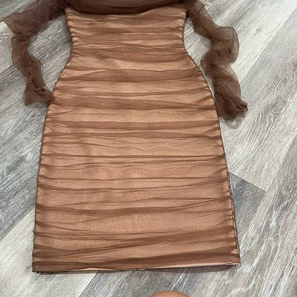 Fashion Nova Small Mesh Brown Long Sleeve Dress N… - image 6