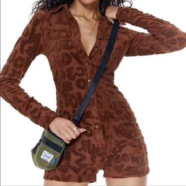 JADED LONDON SIZE 6 TOWELLING PLAYSUIT IN BROWN S… - image 1