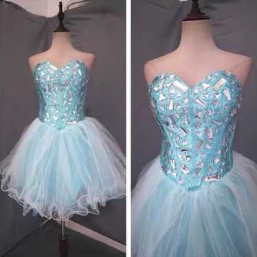 Crystal Blue Strapless Tutu Corset Prom Dress ~ S… - image 1