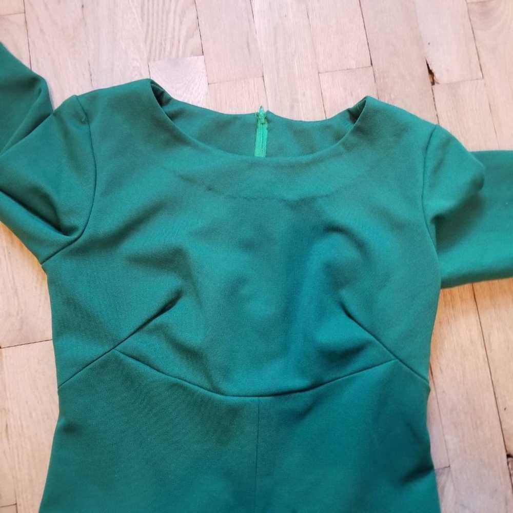 Vintage Solid Dark Green Long Sleeve A Line Maxi … - image 3