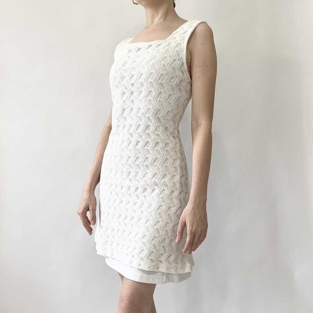 Vintage 1990s White Crochet Mod Mini Dress - image 1