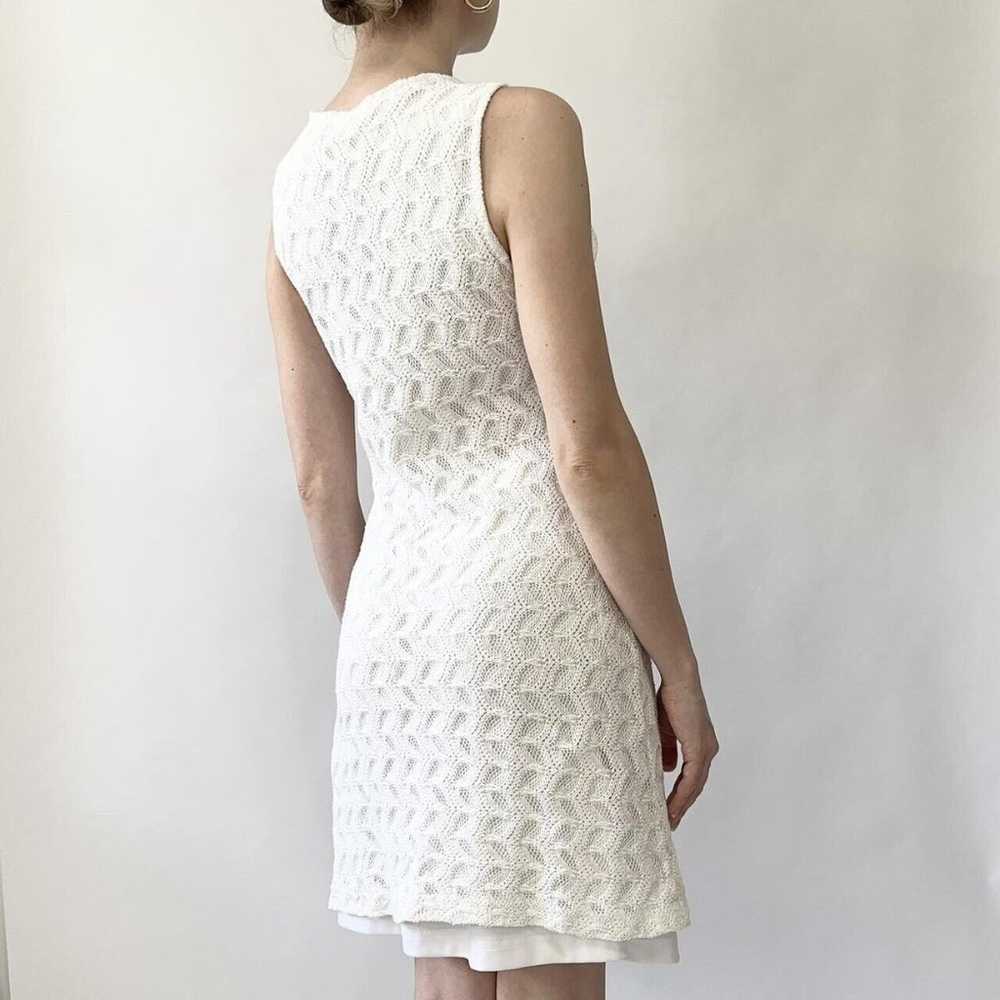 Vintage 1990s White Crochet Mod Mini Dress - image 3