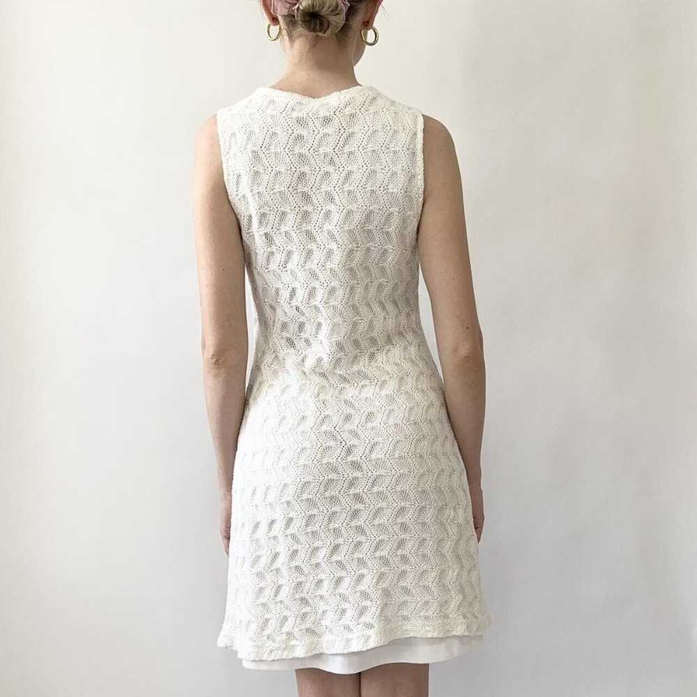Vintage 1990s White Crochet Mod Mini Dress - image 4