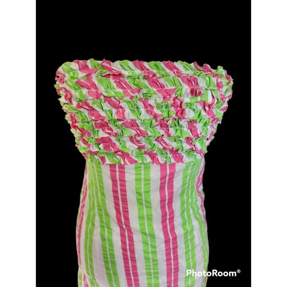 Lilly Pultizer Straples Mini Dress Pink Green Str… - image 2