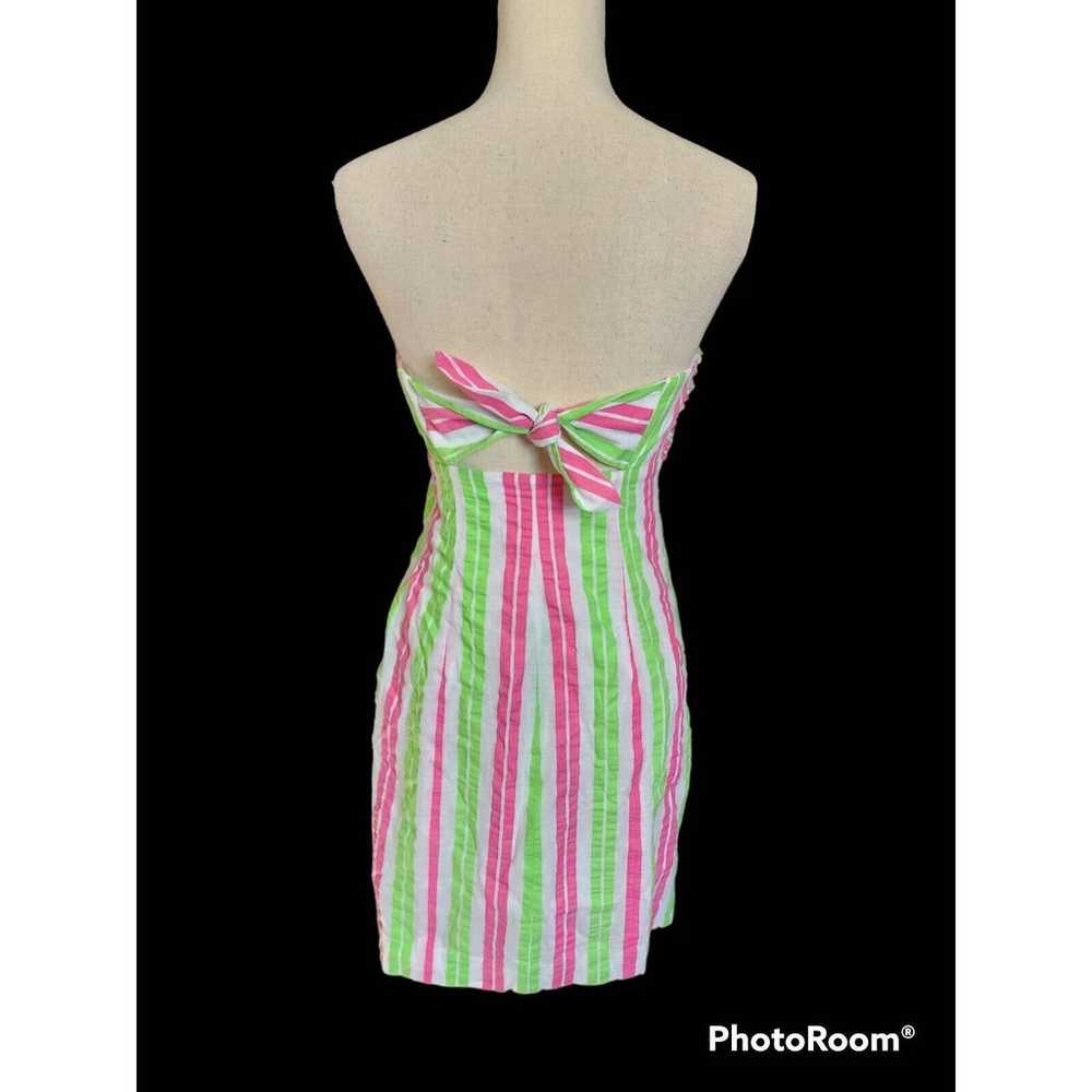 Lilly Pultizer Straples Mini Dress Pink Green Str… - image 4