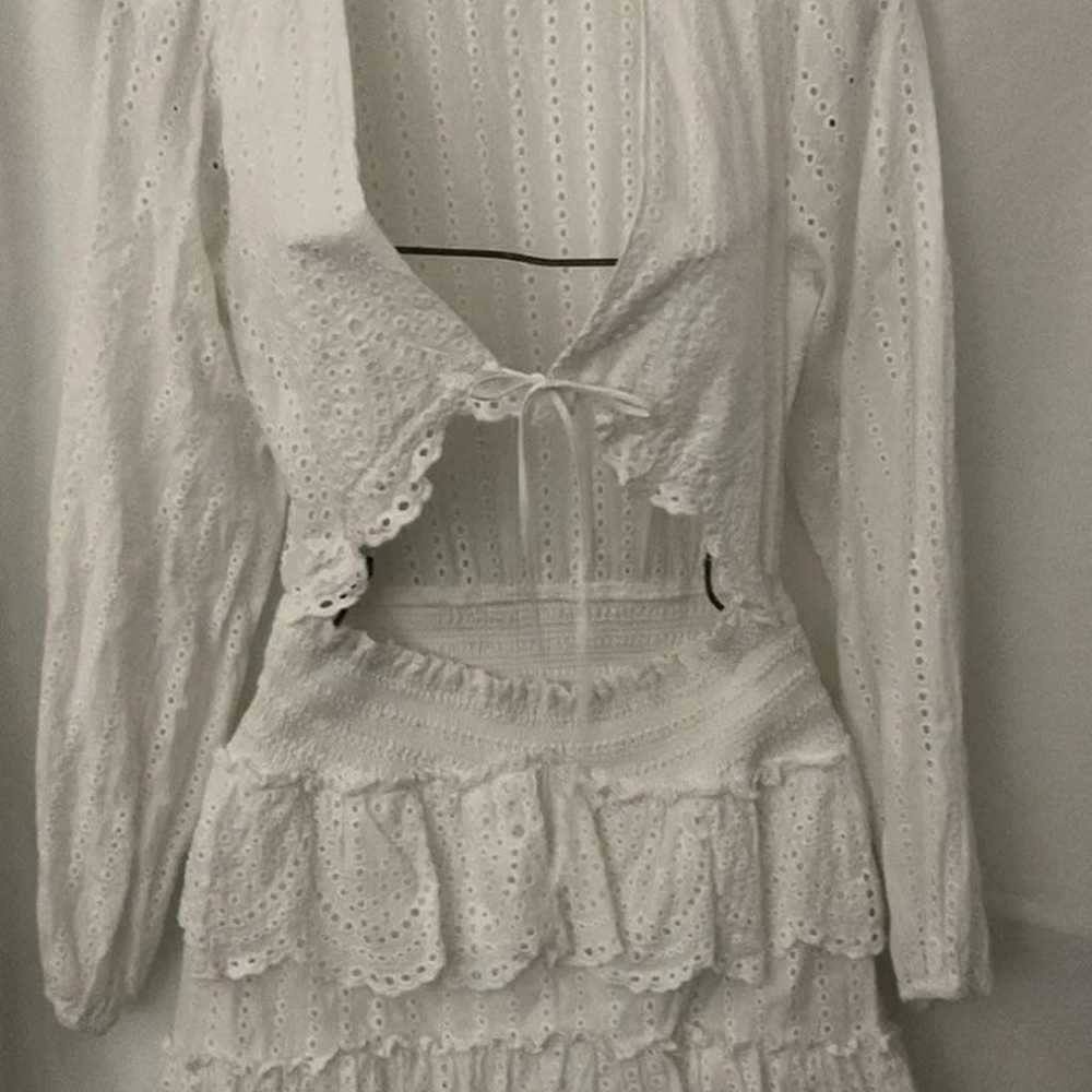 Mable Eyelet open front white dress M - image 5