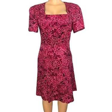 Liz Claiborne Vintage 100% Silk Fuchsia Black Prin