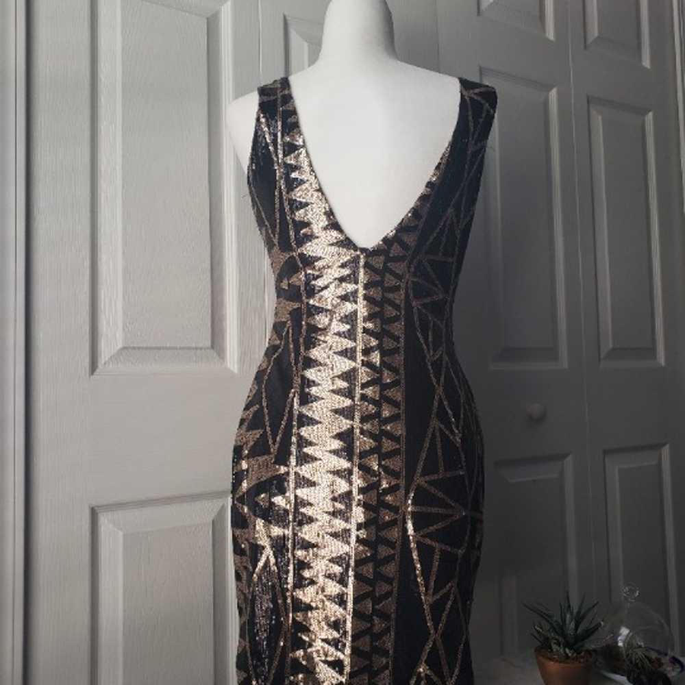 Black and Gold Geometric Sequin mini dress size m… - image 3