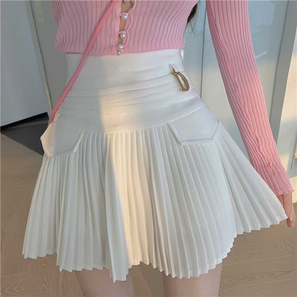 White Pleated Skirts Women High WaistMini Skirt M… - image 2