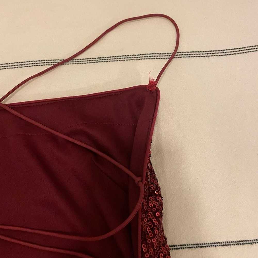 Mac Duggal Burgundy Sequin Midi Dress - image 7