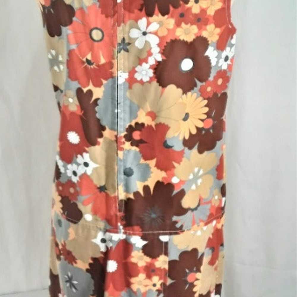 Vintage 60s FLOWER POWER CULOTTES Dress Romper Pl… - image 2