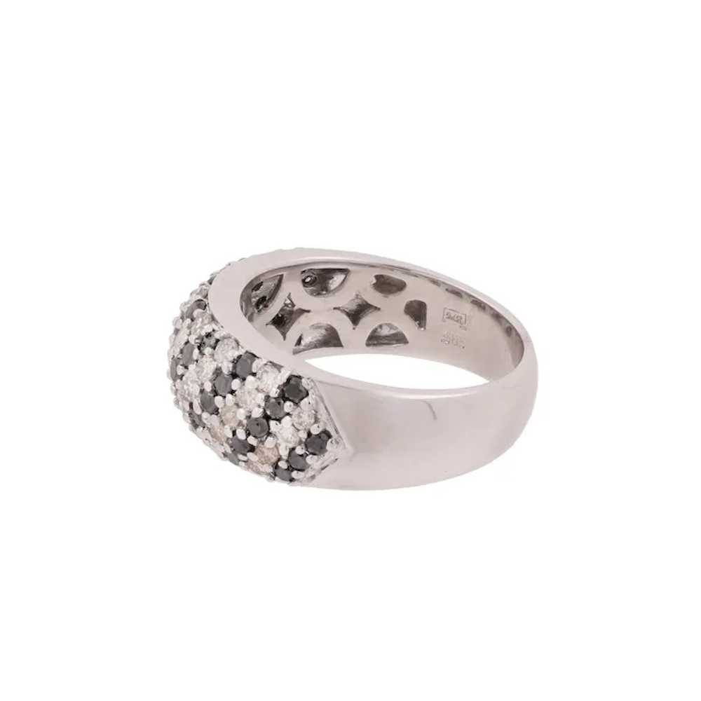 Black and White Diamond Band Ring 14K White Gold … - image 3