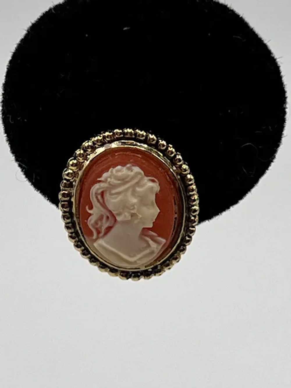 Vintage Miniature Clip On Cameo Earrings - image 3