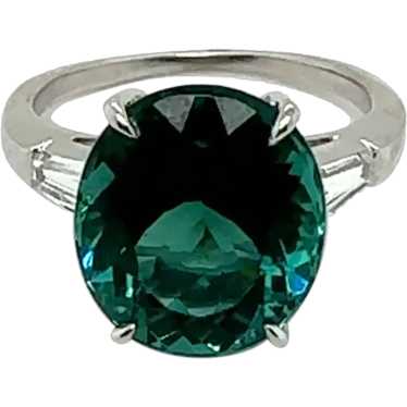 Platinum Tourmaline and Diamond Ring