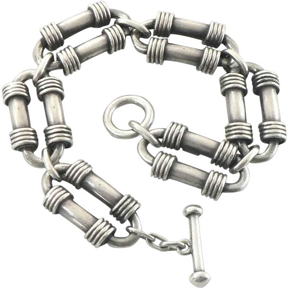 Men's Sterling Silver Toggle Bracelet Mexico - image 1