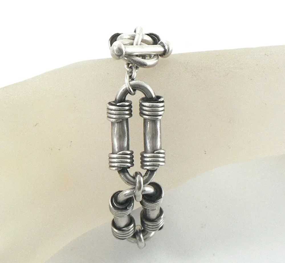 Men's Sterling Silver Toggle Bracelet Mexico - image 8