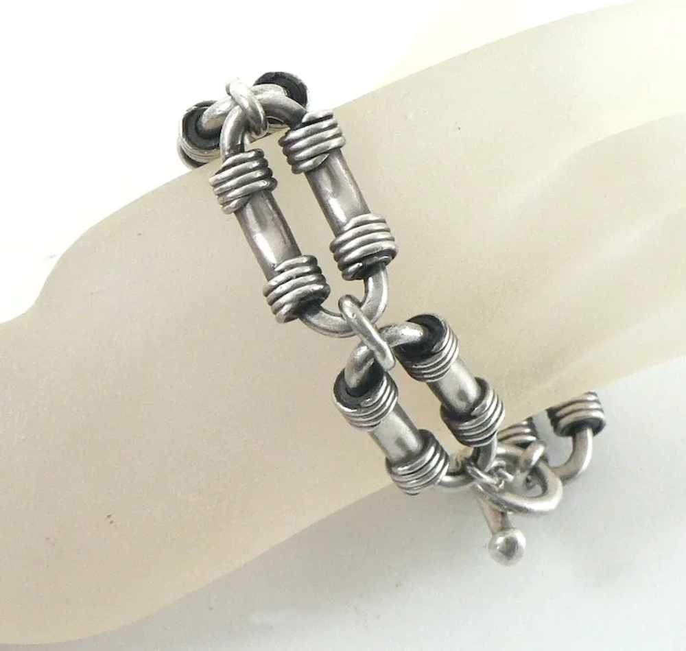 Men's Sterling Silver Toggle Bracelet Mexico - image 9