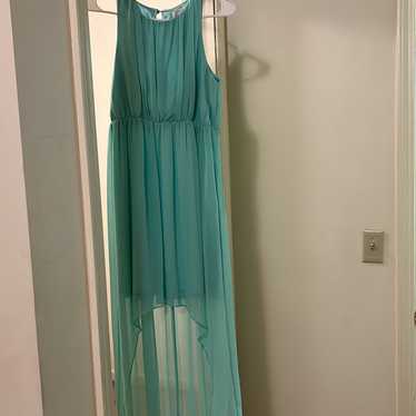 Glamorous teal tiered dress