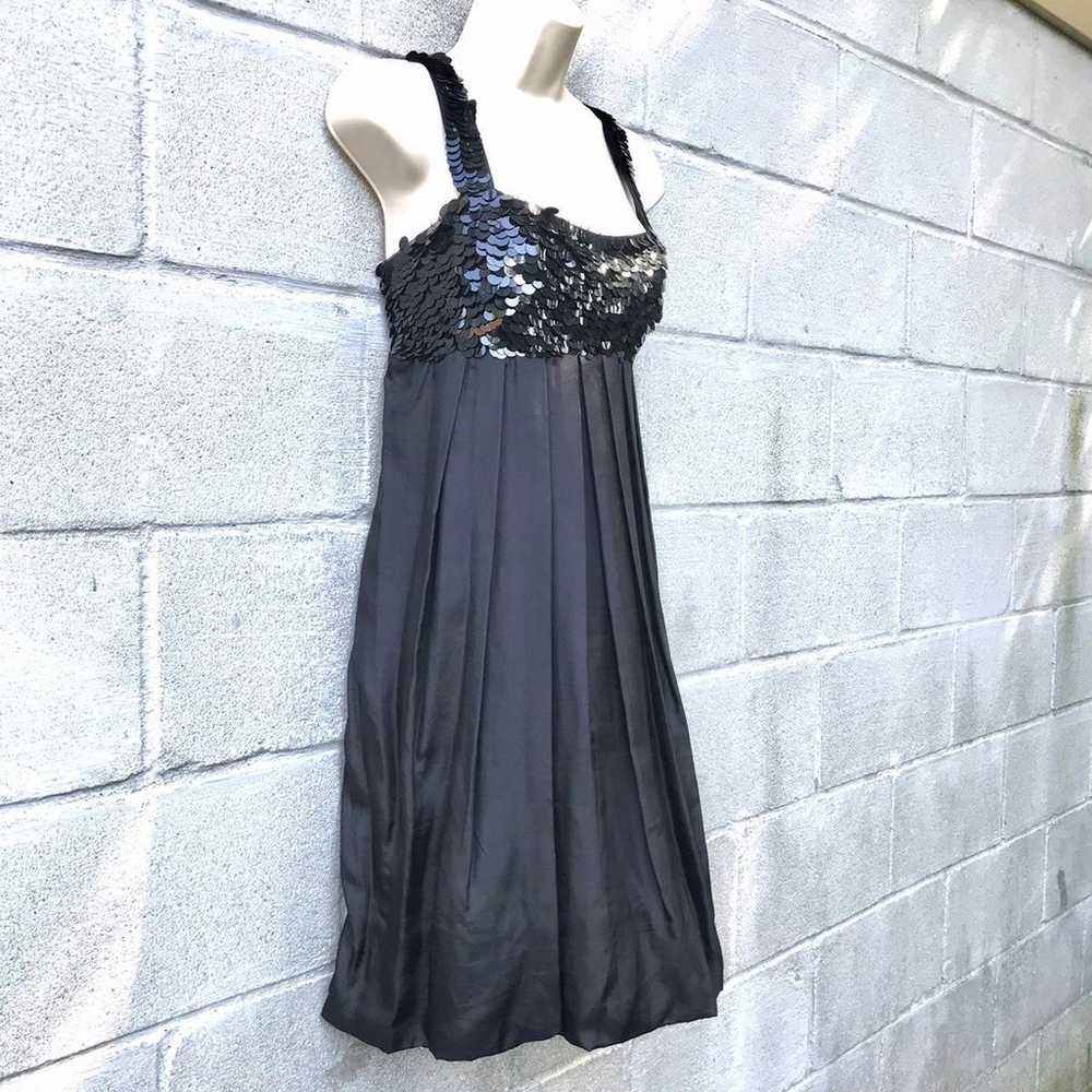 HANNAH JO Babydoll Cocktail Dress L Black Sequins… - image 2