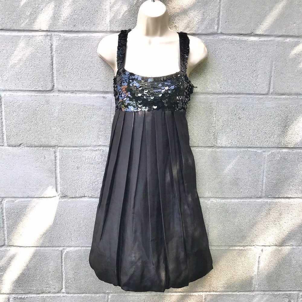 HANNAH JO Babydoll Cocktail Dress L Black Sequins… - image 3