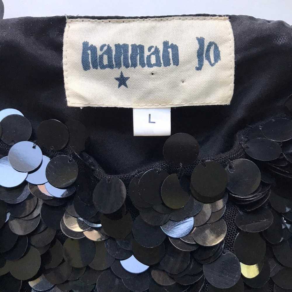 HANNAH JO Babydoll Cocktail Dress L Black Sequins… - image 7