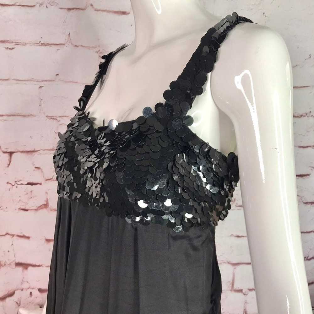 HANNAH JO Babydoll Cocktail Dress L Black Sequins… - image 8