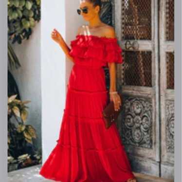 Vici red tiered maxi dress