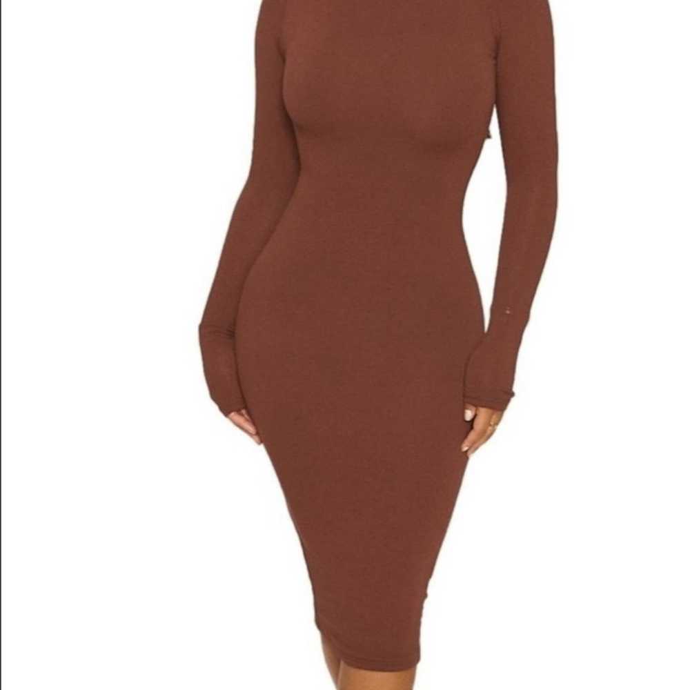 Naked wardrobe chocolate brown maxi dress Size L - image 1