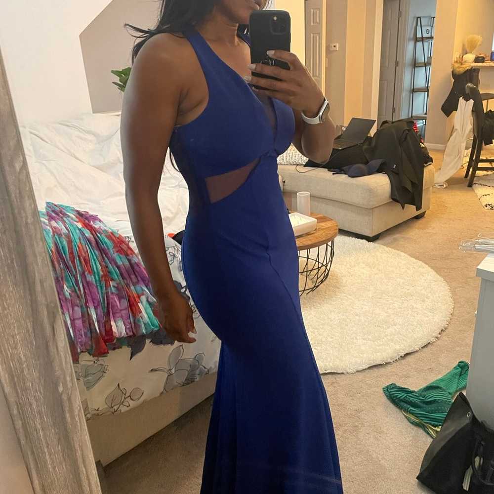 Gorgeous blue dress with mesh cutouts - image 1