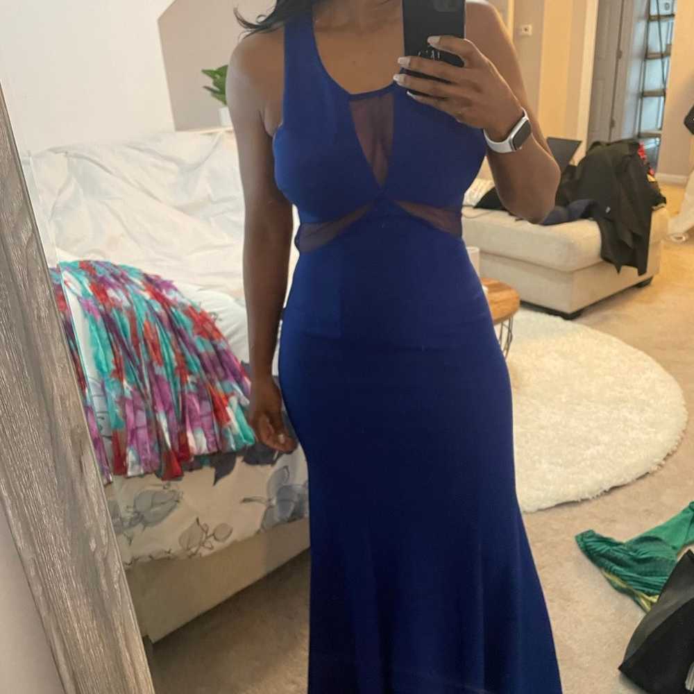 Gorgeous blue dress with mesh cutouts - image 2