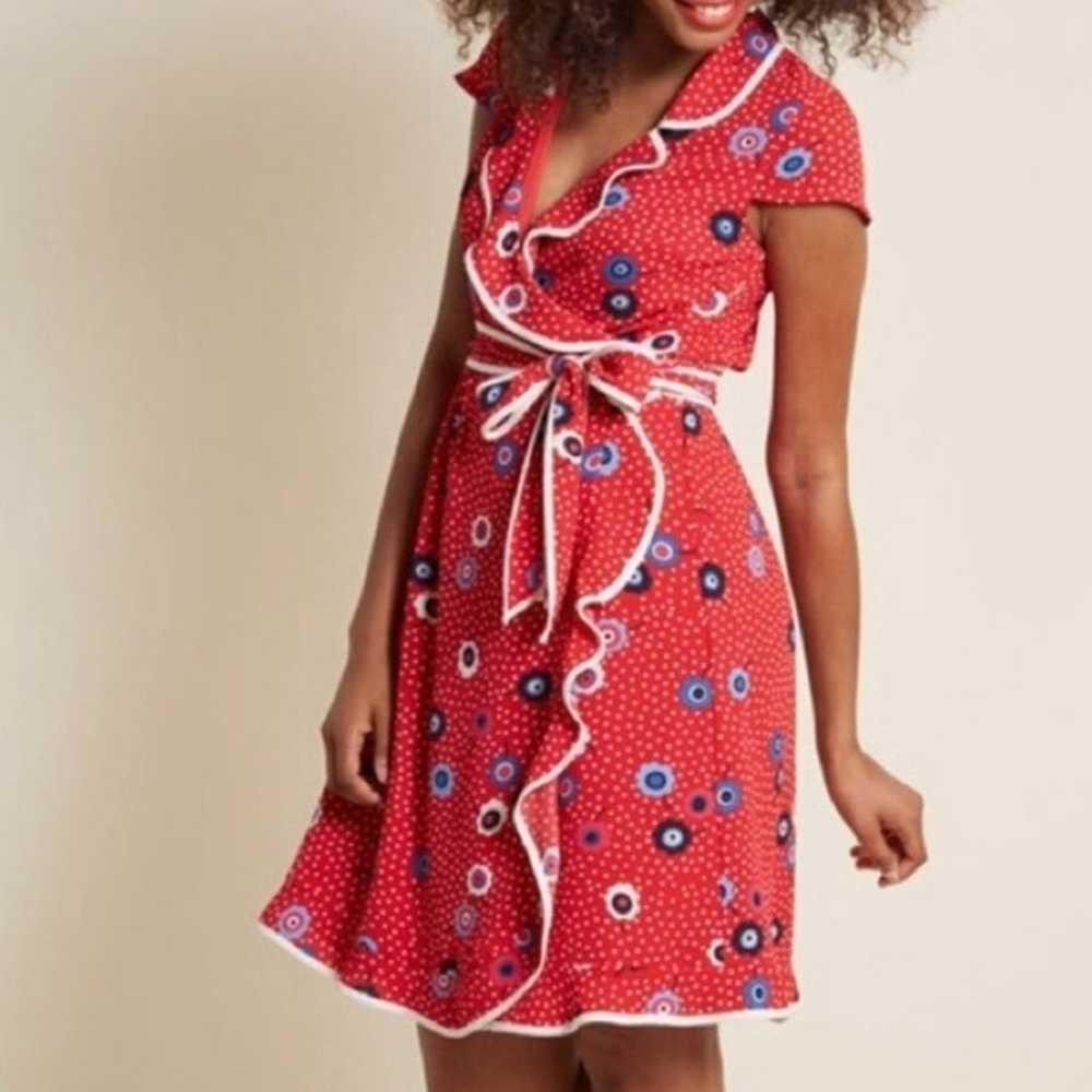 MODCLOTH Red Floral Dotted Daytime Dapper True Wr… - image 2