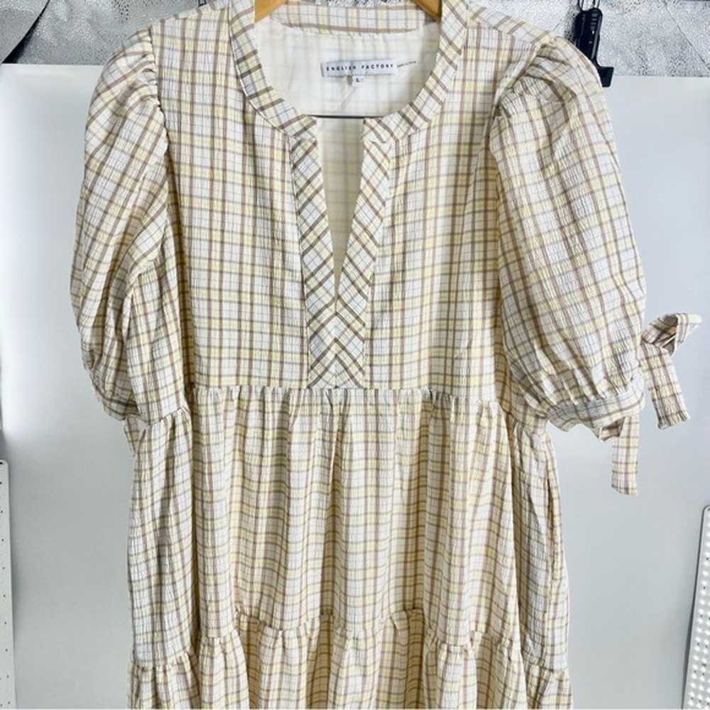 English Factory Gingham Plaid Tiered Dress with B… - image 6