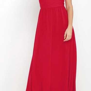 Lulus comet tale red maxi dress surplice neckline 