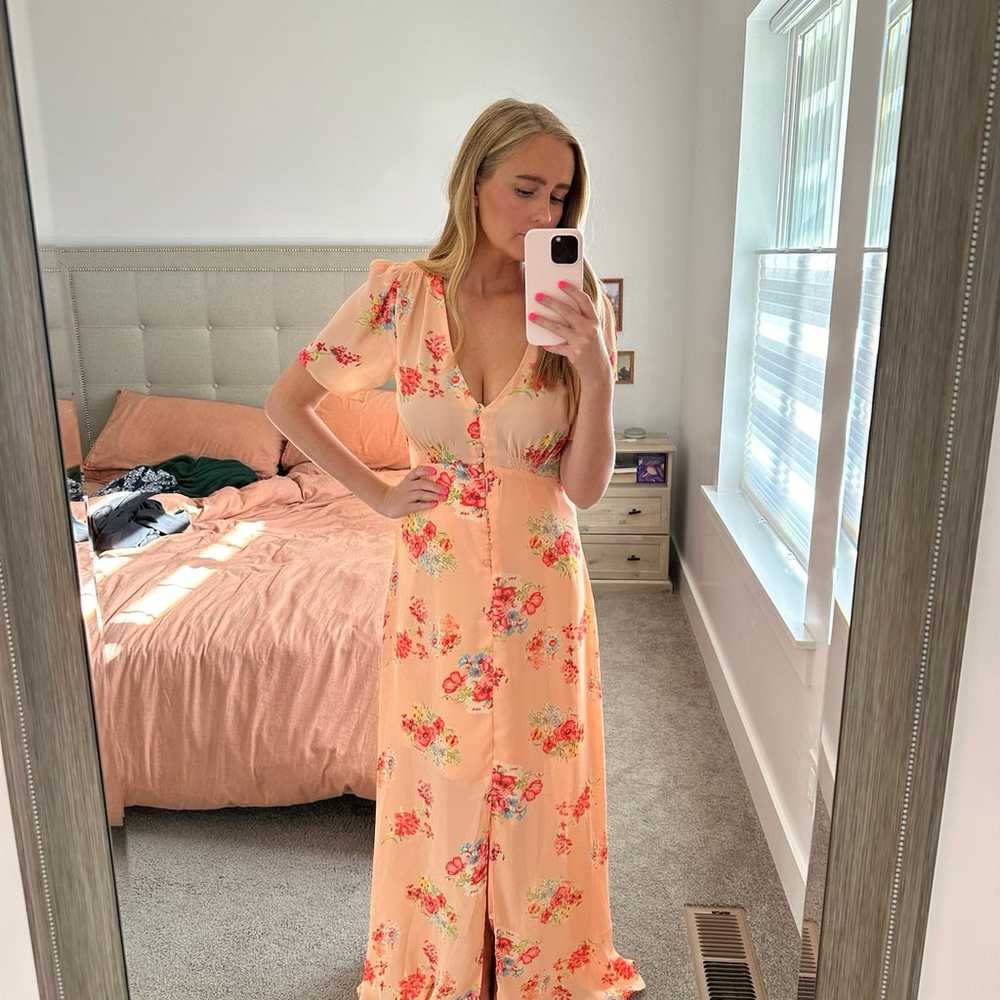 Peach Floral Maxi Dress - image 3
