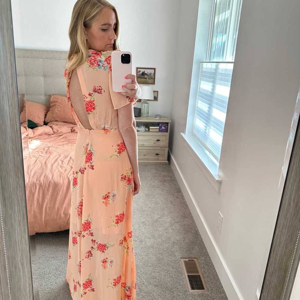 Peach Floral Maxi Dress - image 4