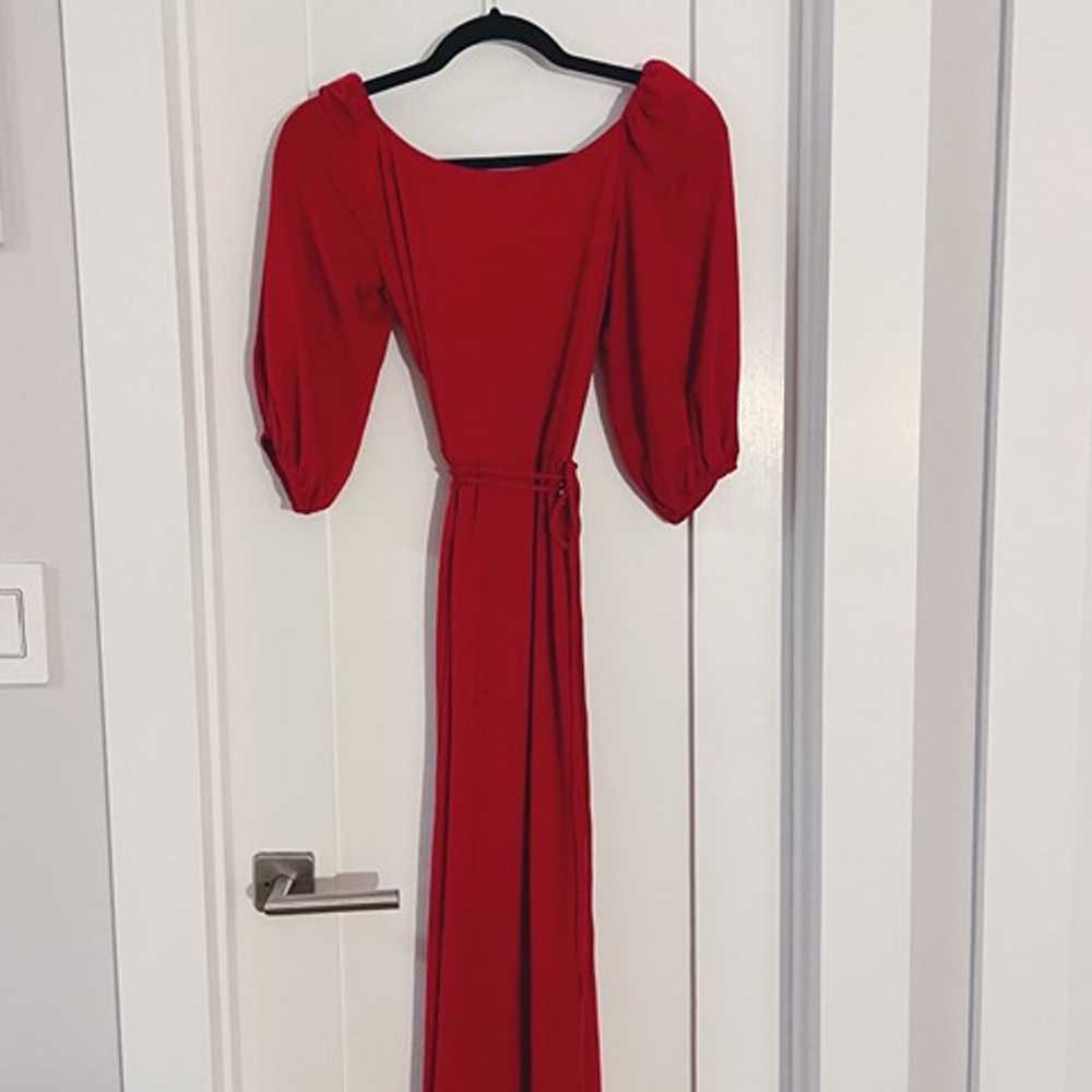 Reformation Calabra Wrap Dress Cherry Red - image 4